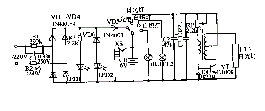 SL-02型三用应急灯电路图