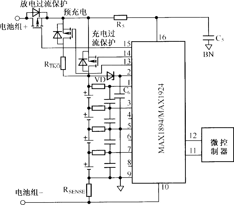 利用MAX1894/MAX1924组成的具有预充电功能的典型应