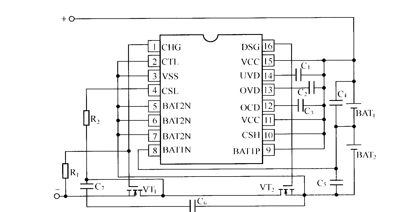 由BQ2058T组成的充放电保护器